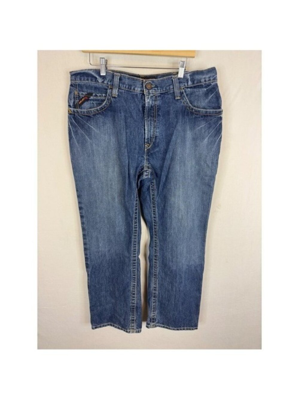 Ariat Work FR Cat 2 M4 Low Rise Boot Cut Jeans Mens 36x30 Blue Flame Resistant